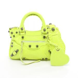 Balenciaga Neo Cagoule Handbag Leather Yellow